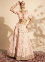 Premium Georgette Dark Peach Wedding Wear Sequins Work Ready To Wear Lehenga Choli